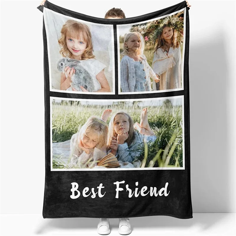 

Your Picture Blanket Set Flannel Blanket, Print Personalized Blanket on Demand, Customize Gift Blanket for Family and Friends