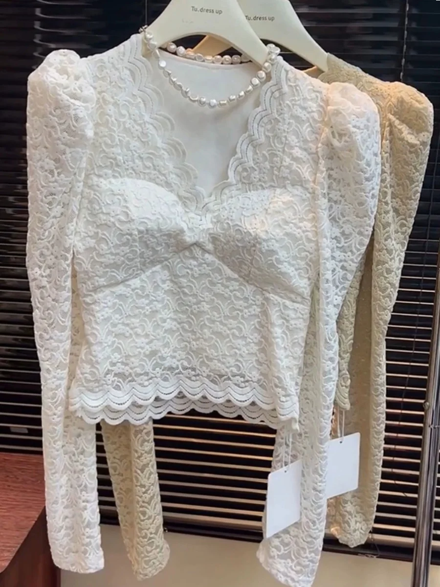 Low-Ne Lace Base irt ropa interior de mujer piel Otoño Invierno nuevo 2023 gama alta v-ne burbuja Sve Me Top coreano Sle