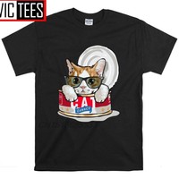 New Cute Cat Canned T Shirts Men Funny Cool Original Design Tees Ciga Cat Cigarette Printed Unisex Cotton T-shirt Oversized