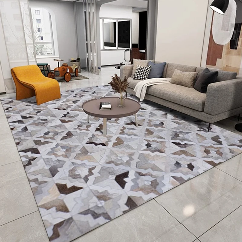 Handmade Stitching Natural Cowhide Carpet Real Cow Fur Rug for Bedroom Decor Home Large Living Room Carpets Area Rug Customize