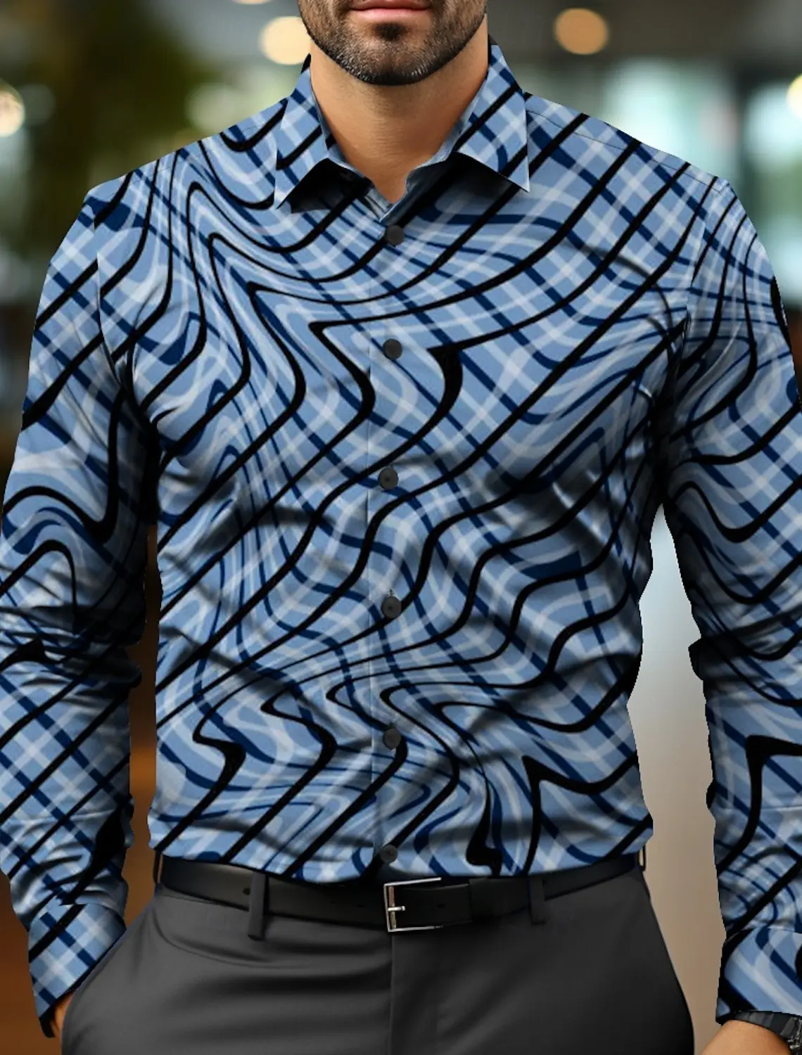 

Fashion Geometric Pattern 3D Print Casual Business Men's Long Sleeve Shirt Button Up Shirt Party Evening Daily Button Up Shirt