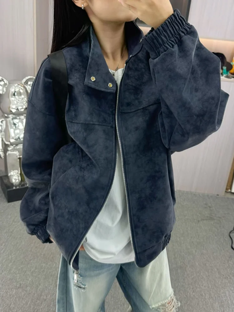 

Мужское свободное кожаное пальто Pilot Jaet Dyed Moto Ball Game orm oulder Pad Jaet Long Sve Zipper Closure Jaet