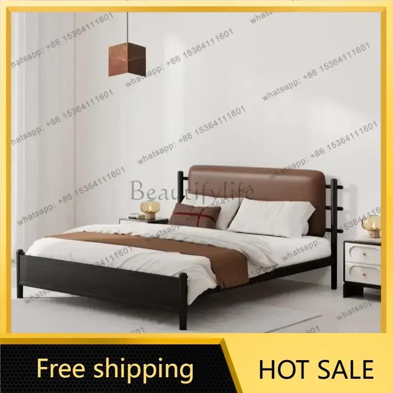 LS120x200cm 135x200cm 150x200cm 180x200cm Furniture Modern French Simple Iron Frame Bedroom Beds And Bed Frames Double Bed Home
