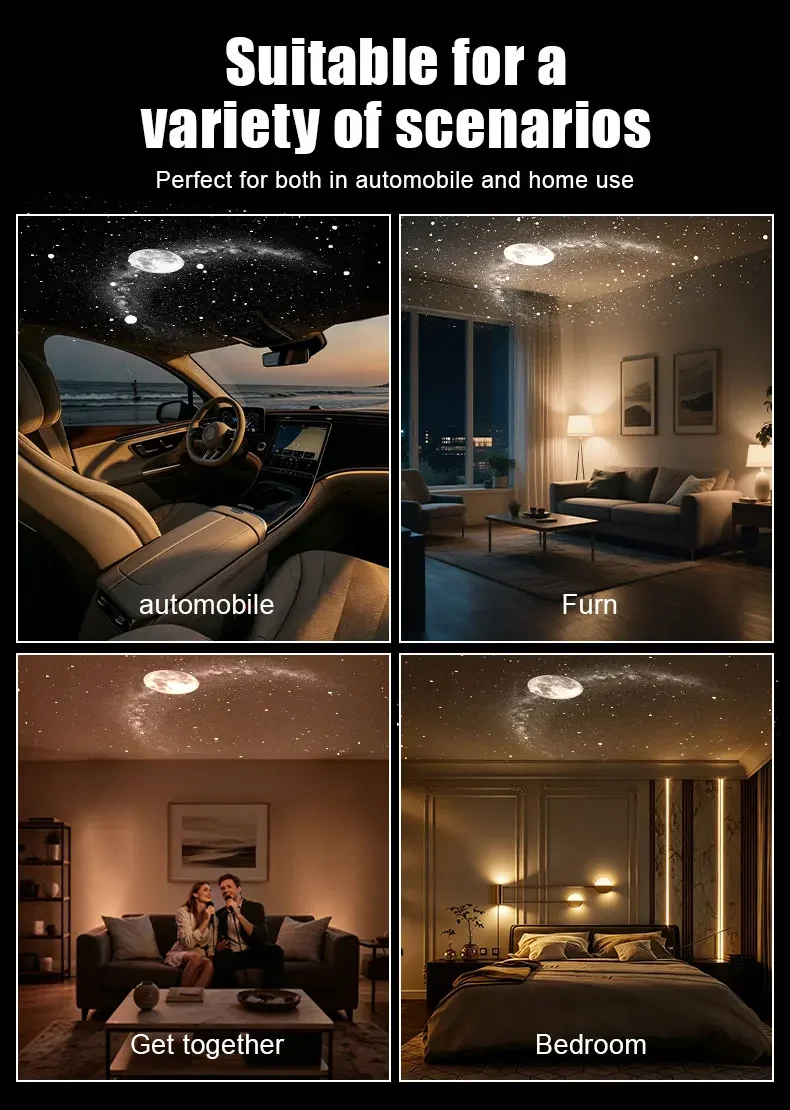 Explosives USB-Sternenhimmel-Projektionslicht für Autoinnenraum, Zuhause, Schlafzimmer, Nachtlicht, Romantisches Galaxie-Atmosphärenlicht – Detail 13