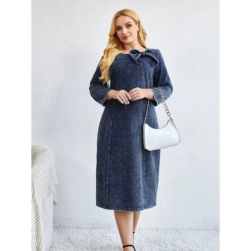 Jean décontracté pour femmes, grande taille, coupe ample, mi-long, ligne a, Sve Cleanfit Sle Thi, Collection hiver, sans marque