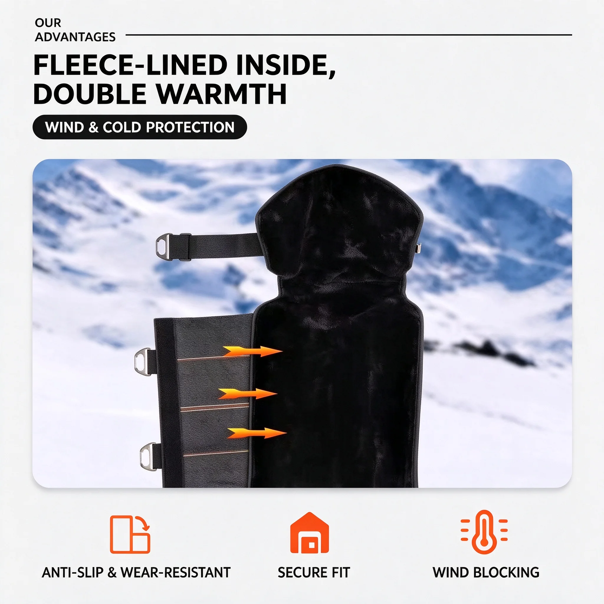 Winter Motorcycle Long Knee Pads наколенники Fleece-Lined Windproof Water-Repellent Leg Warmers Reflective Strips Scooter E-Bike