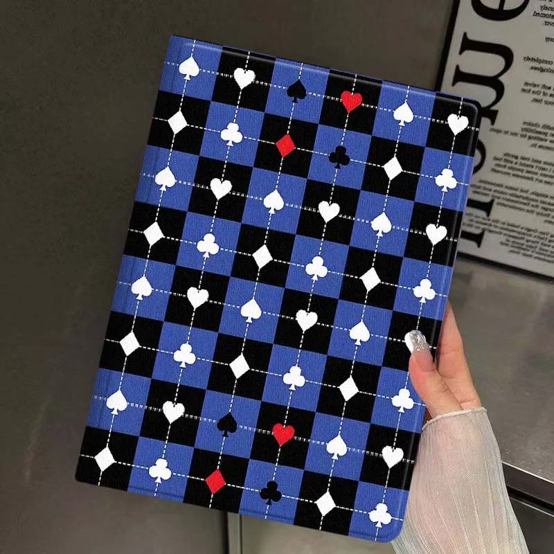 Cartoon Poker Pattern Design Cover For iPad Pro Mini Air 1 2 3 4 5 6 7 10 11 th 8 9 gen 11 M4 M5 Foldable Tablet Case