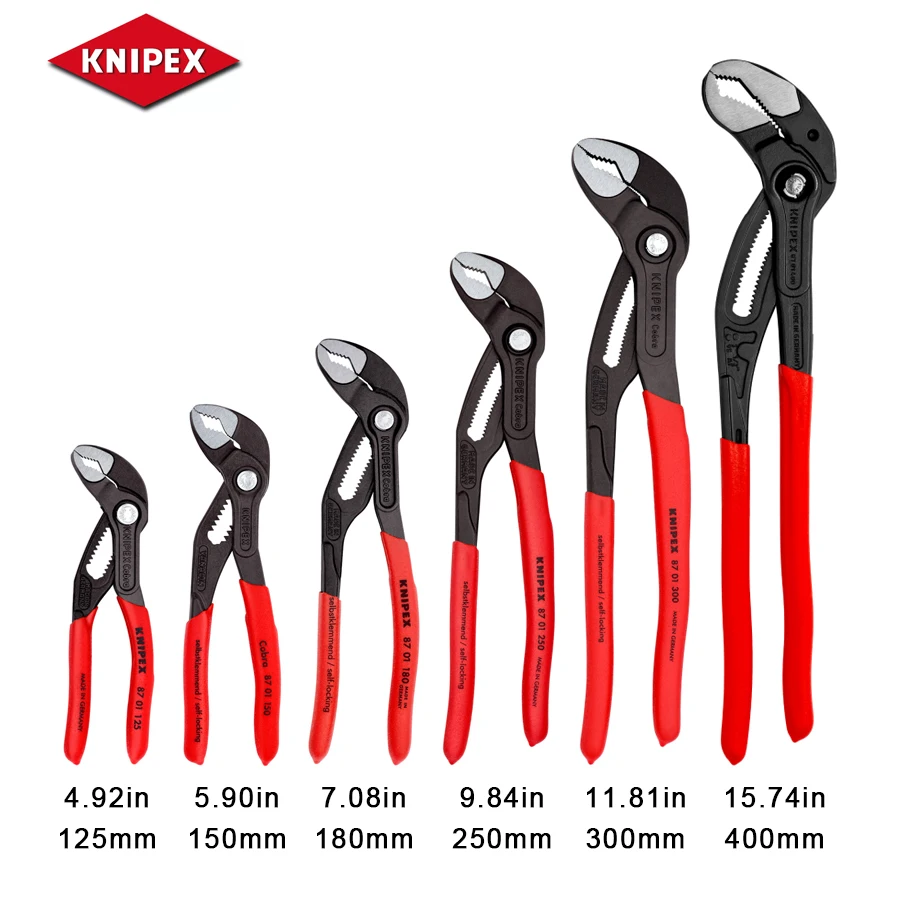 KNIPEX TOOL High-Tech Cobra Water Pump Pliers Adjustment Blend Ergonomic Plier 8701125 8701150 8701180 8701250 8701300 8701400