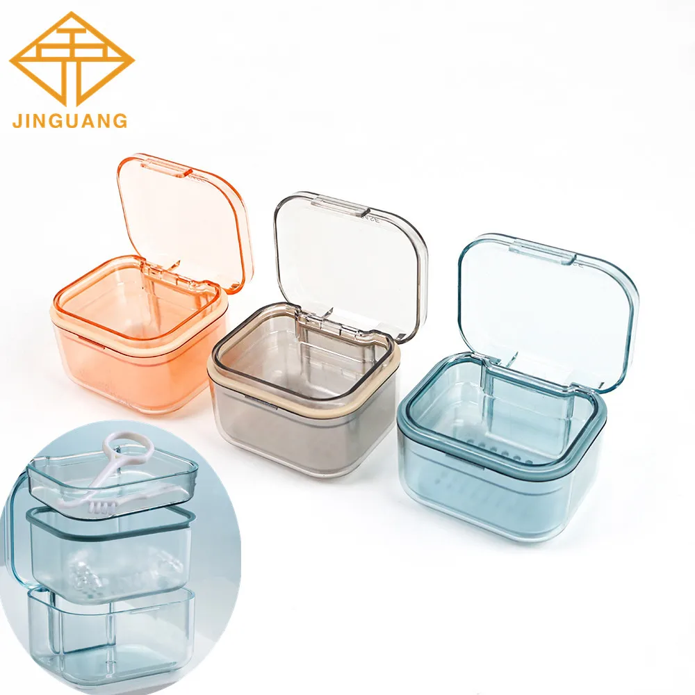 10pcs Dental Retainer Braces Storage Box With Net Soaking Invisible Teeth Denture Cleaning Tooth Storage Portable Teeth Cleaning