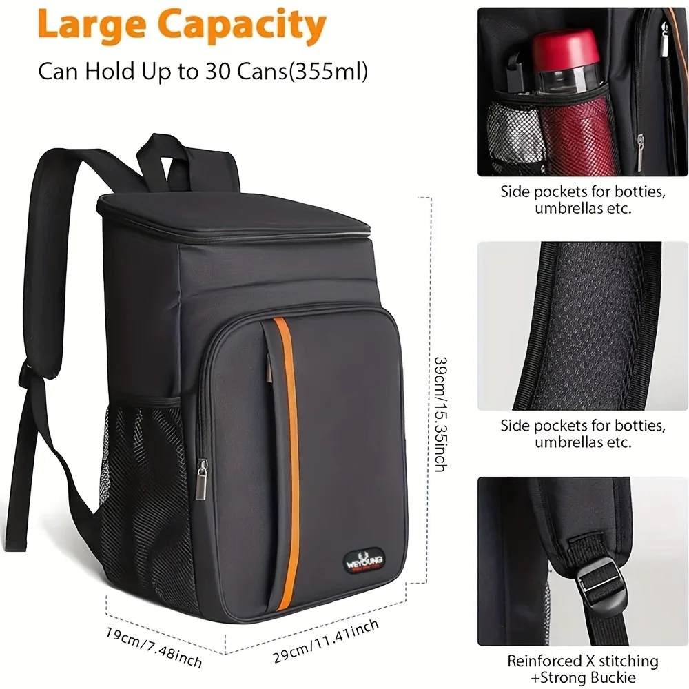 

Термосумка-рюкзак для еды на открытом воздухе, большая вместимость, водонепроницаемая, для обедов, с изоляцией, из оксфордской ткани, сумка-холодильник