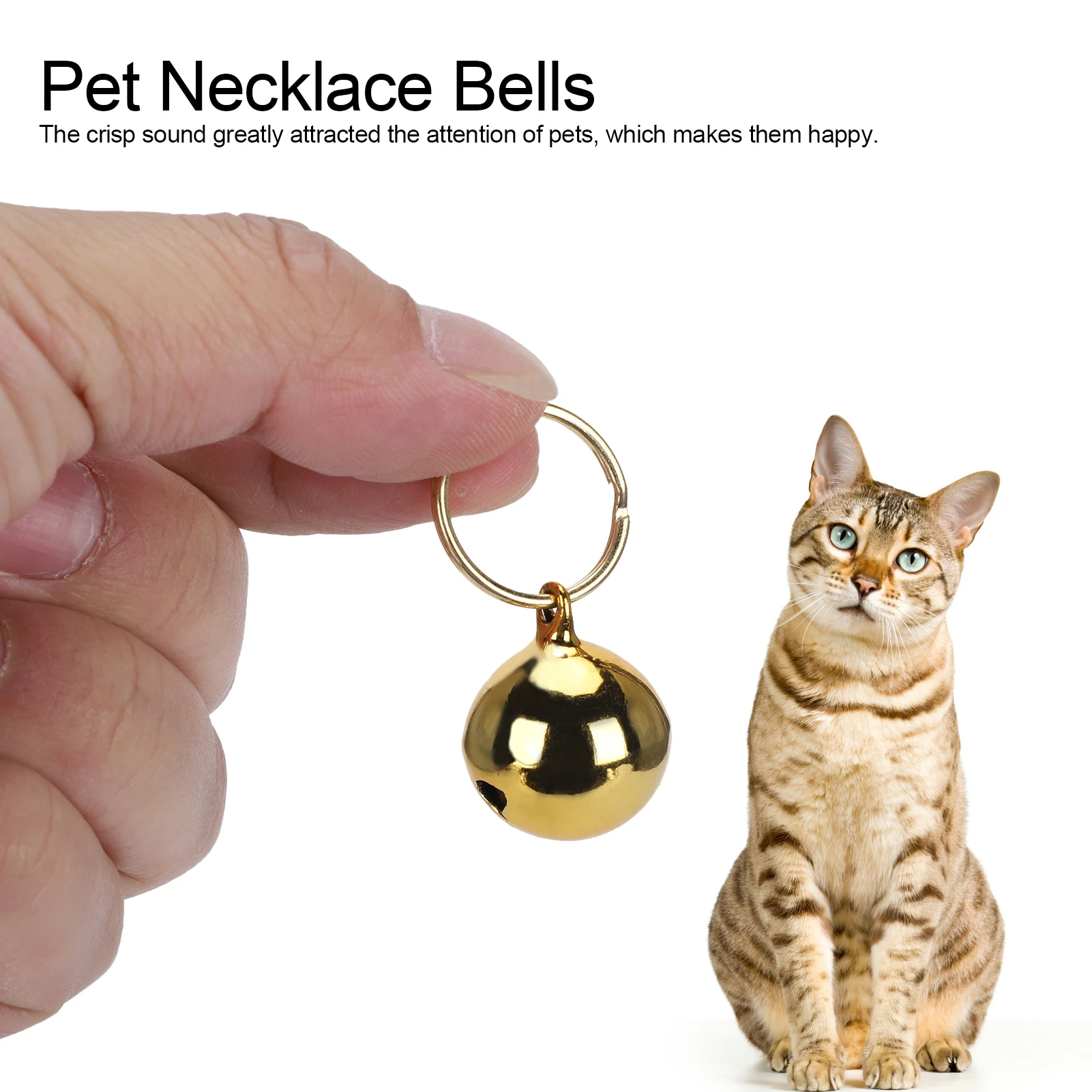 2Pcs Rust Resistant AntiLost Copper Bells Crisp Sound Round Collar Decoration For Pet Dog Cat