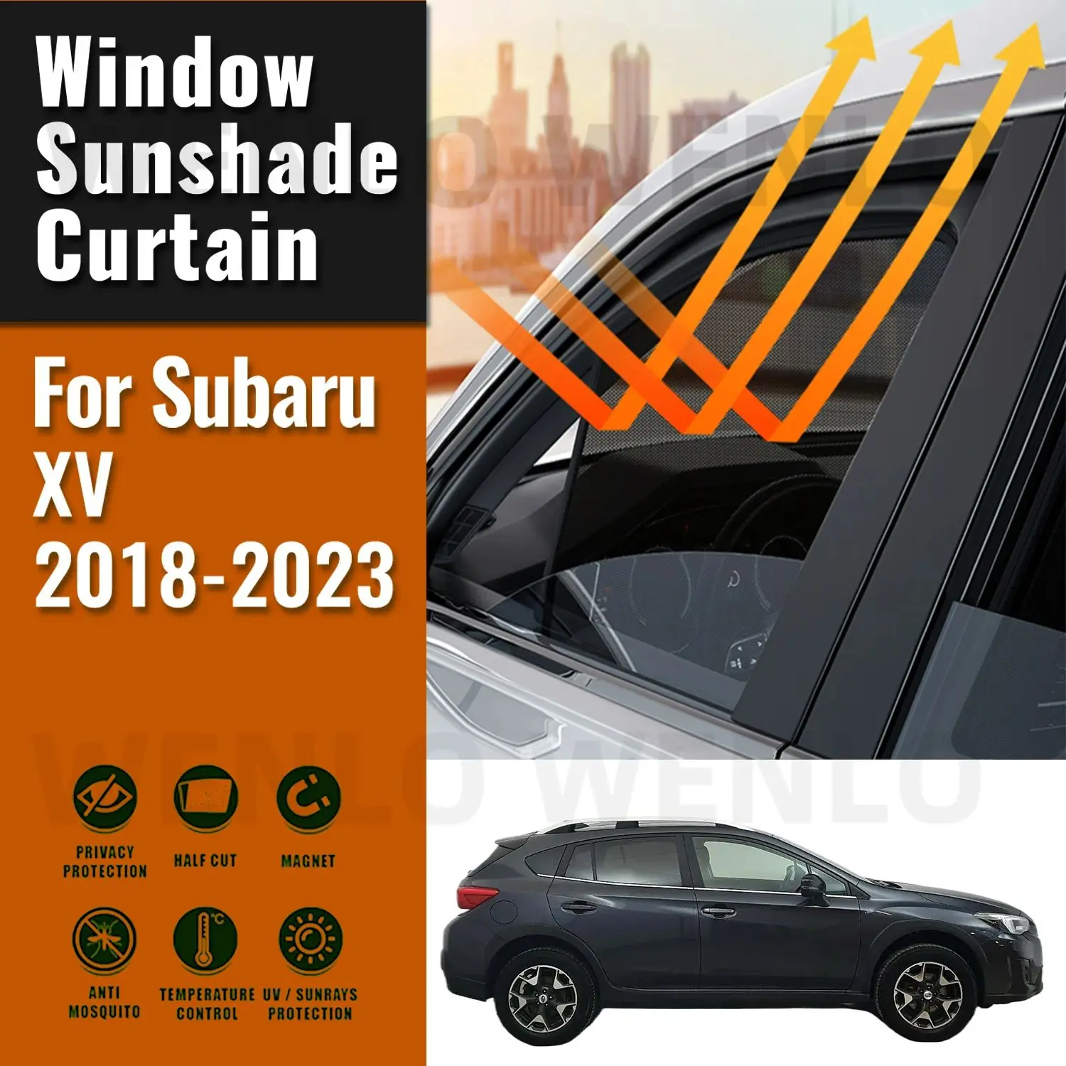 For Subaru XV 2018 2019 2020 2021 2022 2023 Car Sunshade Magnetic Front Rear Windshield Curtain Side Window Sun Shade Visor