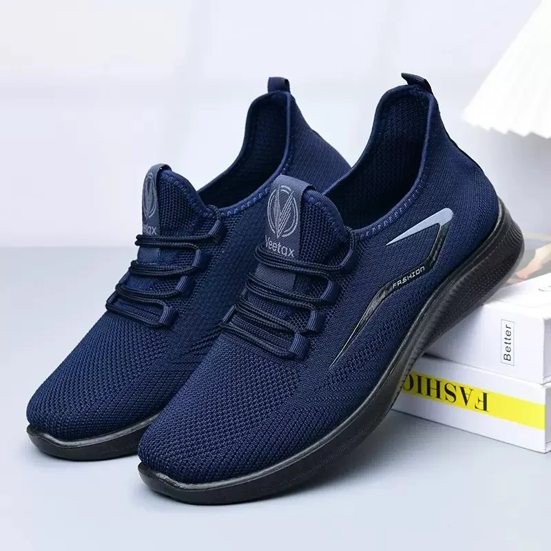 Lightweight Fine Hole Knit Walking Footwear, Solid Matching Fabric Laces, Elastic Bungee Quick Laces, All Season Slip-On Shoes