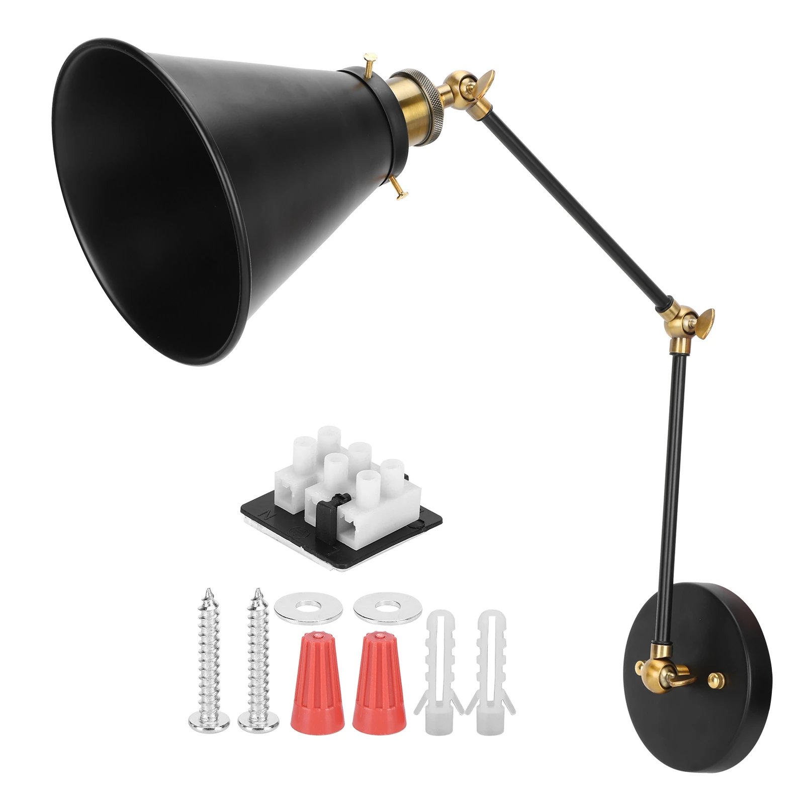 

E27 Vintage Industrial Wall Sconce Adjustable Bedside Reading Light Metal Swing Arm Lamp AC85-265V Bedroom Study Lighting