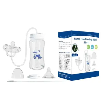 3-in-1 Hands-Free 300ML Wide-neck Baby Bottle,Milk Storage Bottle,Pacifier,Multi-Function…