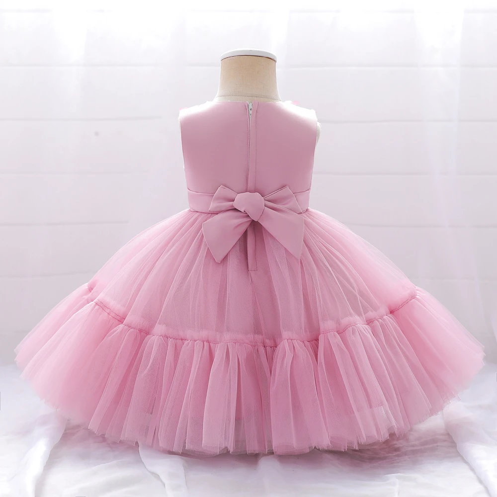 Toddler Baby Party Dresses For Girls Birthday Wedding Gown Tulle Infant Princess White Baptism Dress Newborn Christening Gown