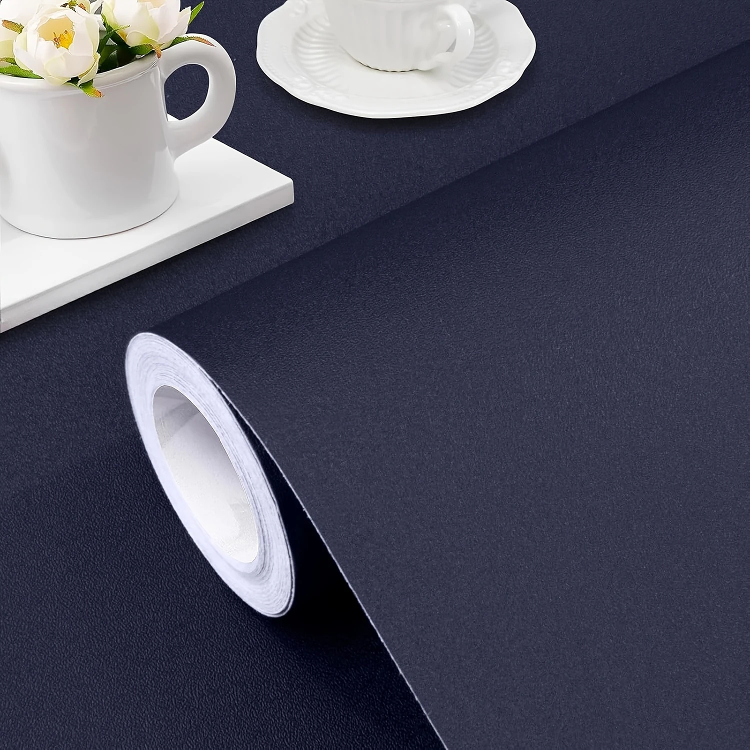 1 Roll of Pure Dark Blue Thickened Ready To Peel Off Wallpaper Movable Contact Paper Blue Wallpaper Self-adhesive Shelf Drawer
