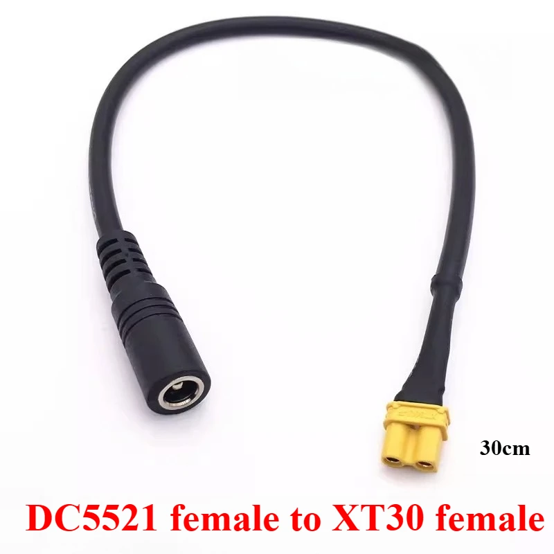 DC5.5*2.1/2.5mm Female 0.75mm² Current To  XT60 /XT30 /T Female  Cable 10A Battery Video Glasses High Charging Adapter 30cm
