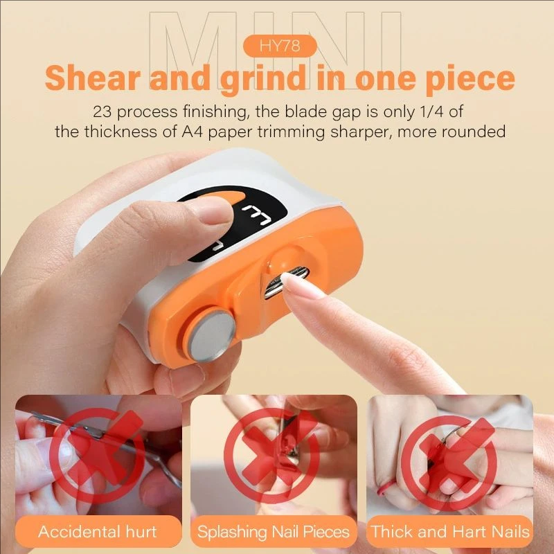 Electric Nail Clipper Safety Automatic Fingernail Clipper With Light Portable Polishing Nail Trimmer for Kids Adults Elderly
