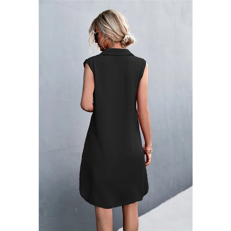 2025 صيف جديد فساتين حريمي الخامس الرقبة زر سترة دون أكمام القطن الكتان ملابس السيدات Y2K #4