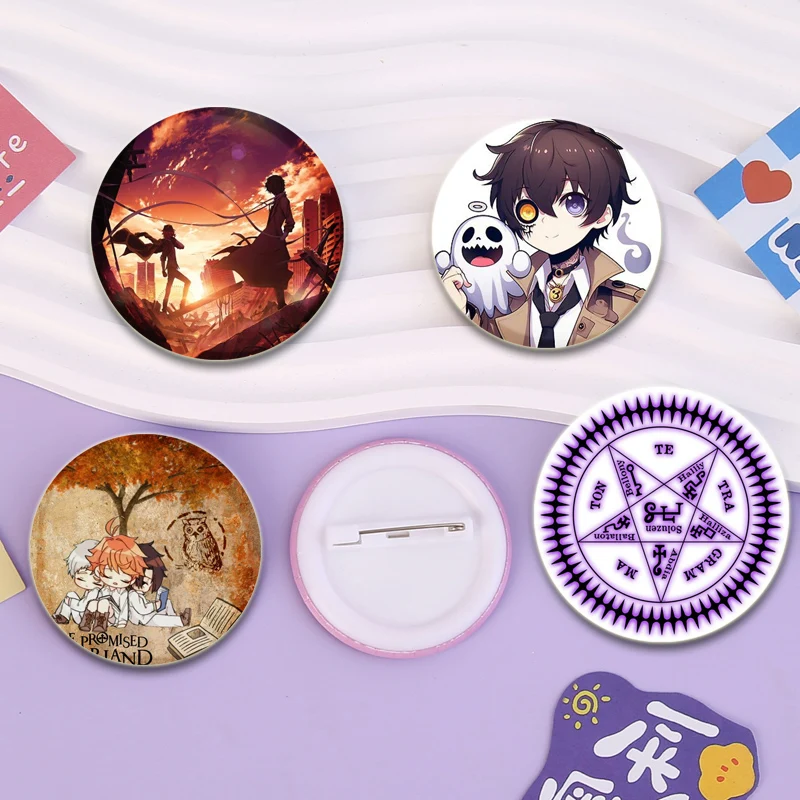 Round Anime Brooches Armed Detective Agency Badge Nakajima Atsushi/Edogawa Rampo/Kunikida Doppo/dazai Osamu Cartoon Pins