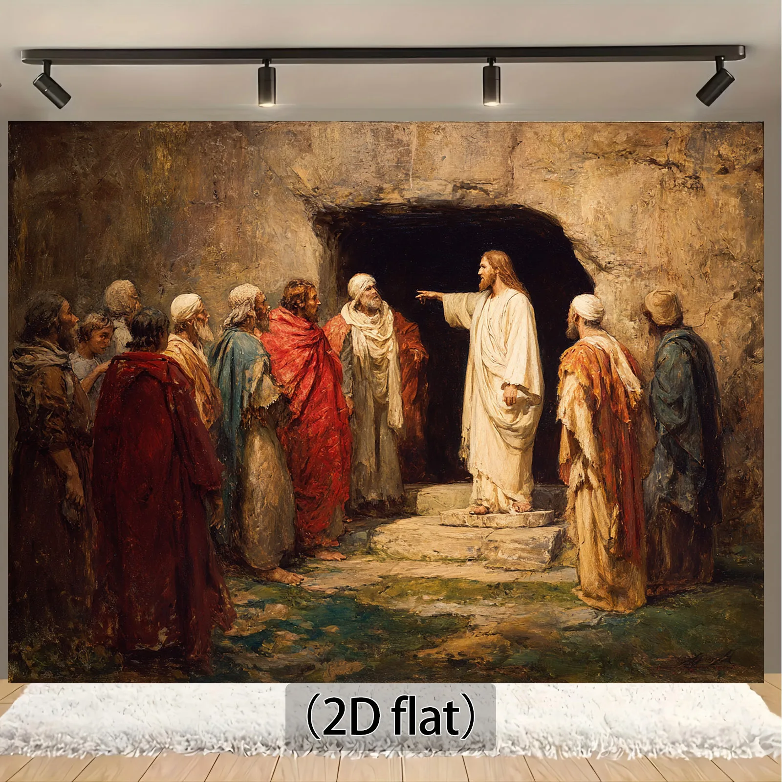 Image de fond de résurrection biblique, 1 pièce, comprenant jésus, tombe et apôtres, bannière plate en Polyester Durable