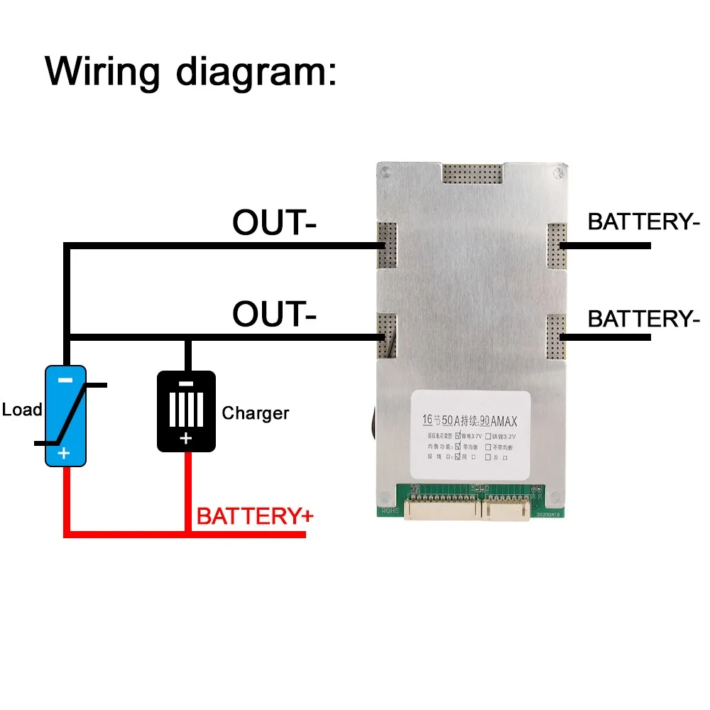 16S 60V 50A Płytka zabezpieczająca ładowanie baterii litowej Ten sam port System zarządzania baterią Moduł aktywnego wyrównania