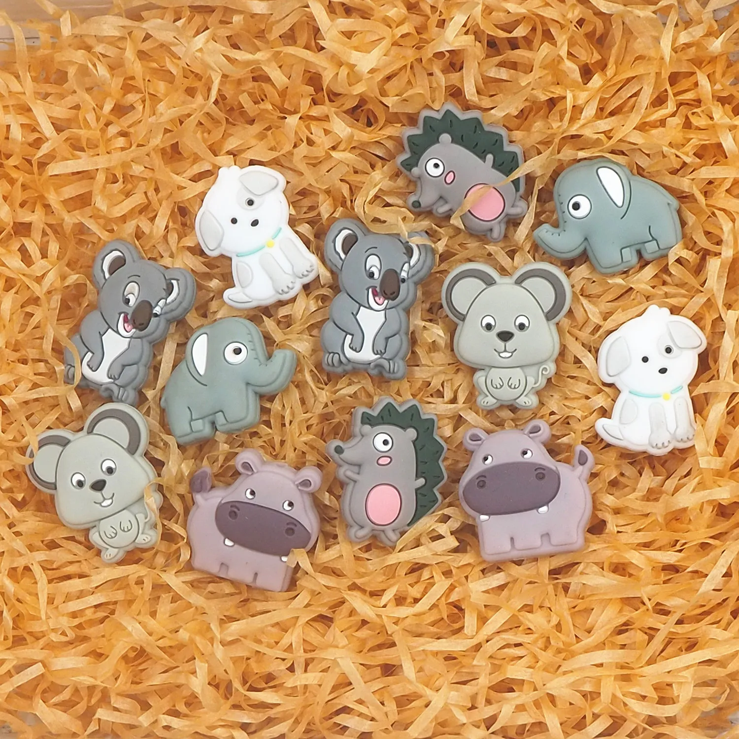 Chenkai 10PCS Hedgehog Focal Beads Silicone Charms For Pen Making Character Beads For Beadable Pen Baby Pacifier Dummy Chains