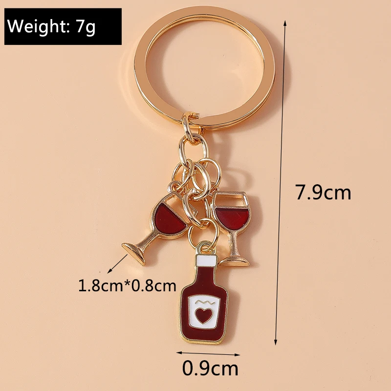 Niedliche Emaille Simulation Rotwein Schlüssel bund Cola Schlüssel ring Anhänger für Männer Frauen Auto Schlüssel halter Handtasche Dekor handgemachte Schmuck Geschenk – Detail 3