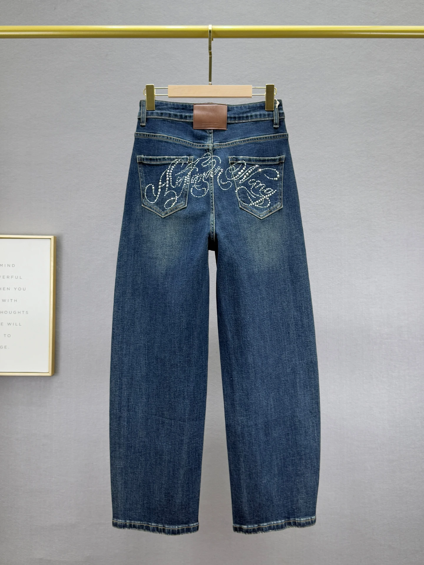 

Женские джинсы с высокой талией и широкими штанинами, свободного кроя, с эффектом похудения, блестящие, длинные брюки из хлопкового стрейч-денима, синие