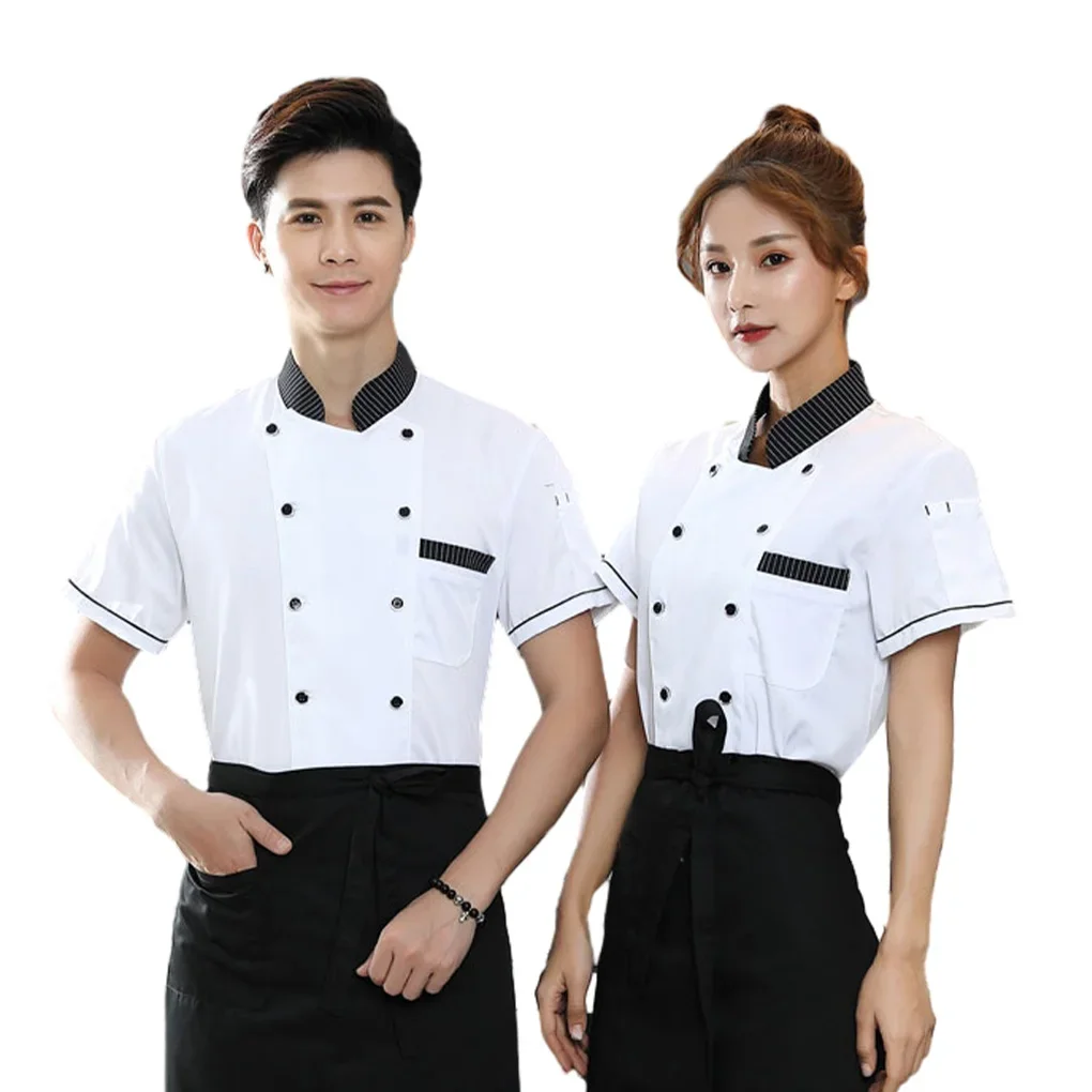 Chef Uniforms Men Women Chef Coat Skin Friendly Breathable Double Breasted Working Restaurant Kitchen Cooking Clothes