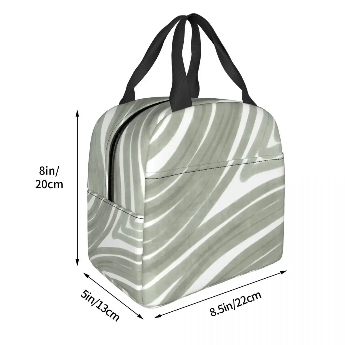 Lunch Bags for Men Women Sage Green Pattern Geometric Line Art Thermal Cooler Portable Picnic Canvas Lunch Box Food Bag