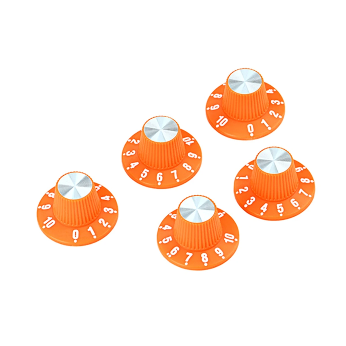 5PCS Guitar Amplifier Knobs AMP Orange &Silver Skirted Volume Tone Control Guitar Parts