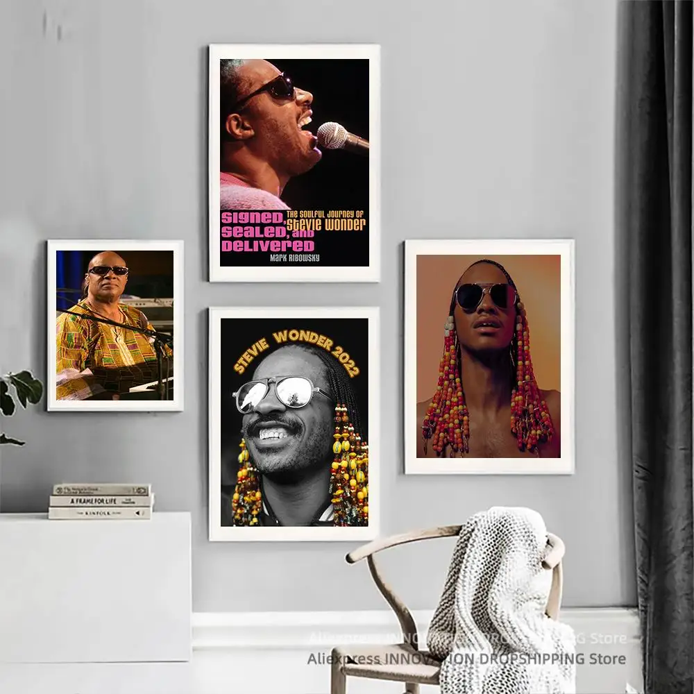 Stevie Wonder Singer Band Cover Album Music Star Celebrity Wall Art Poster Canvas Posters and Prints Canvas Painting Home Decor