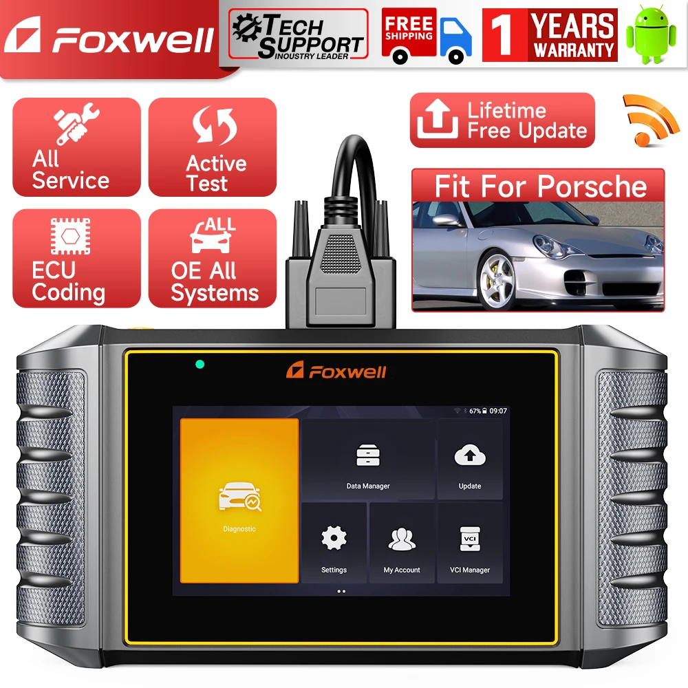 

FOXWELL NT710 for Porsche Bidirectional OBD2 Scanner Car Diagnostic Tool ECU Coding All System A/F Adjust IMMO 30+ Reset ﻿