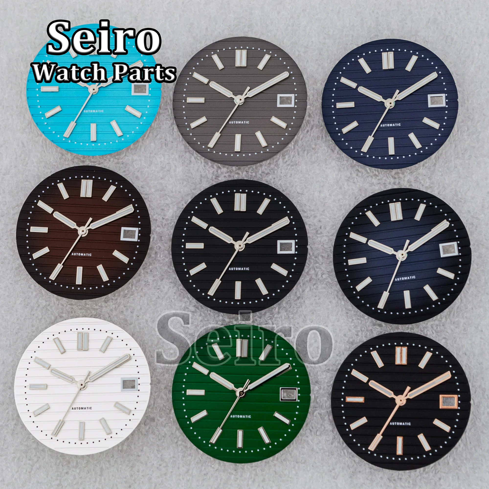 

30.5MM Green Luminous Dial Watch Hands Pointers Black Blue Yellow Green Pink Watch Parts for Nautilus NH35 Movement Accessories