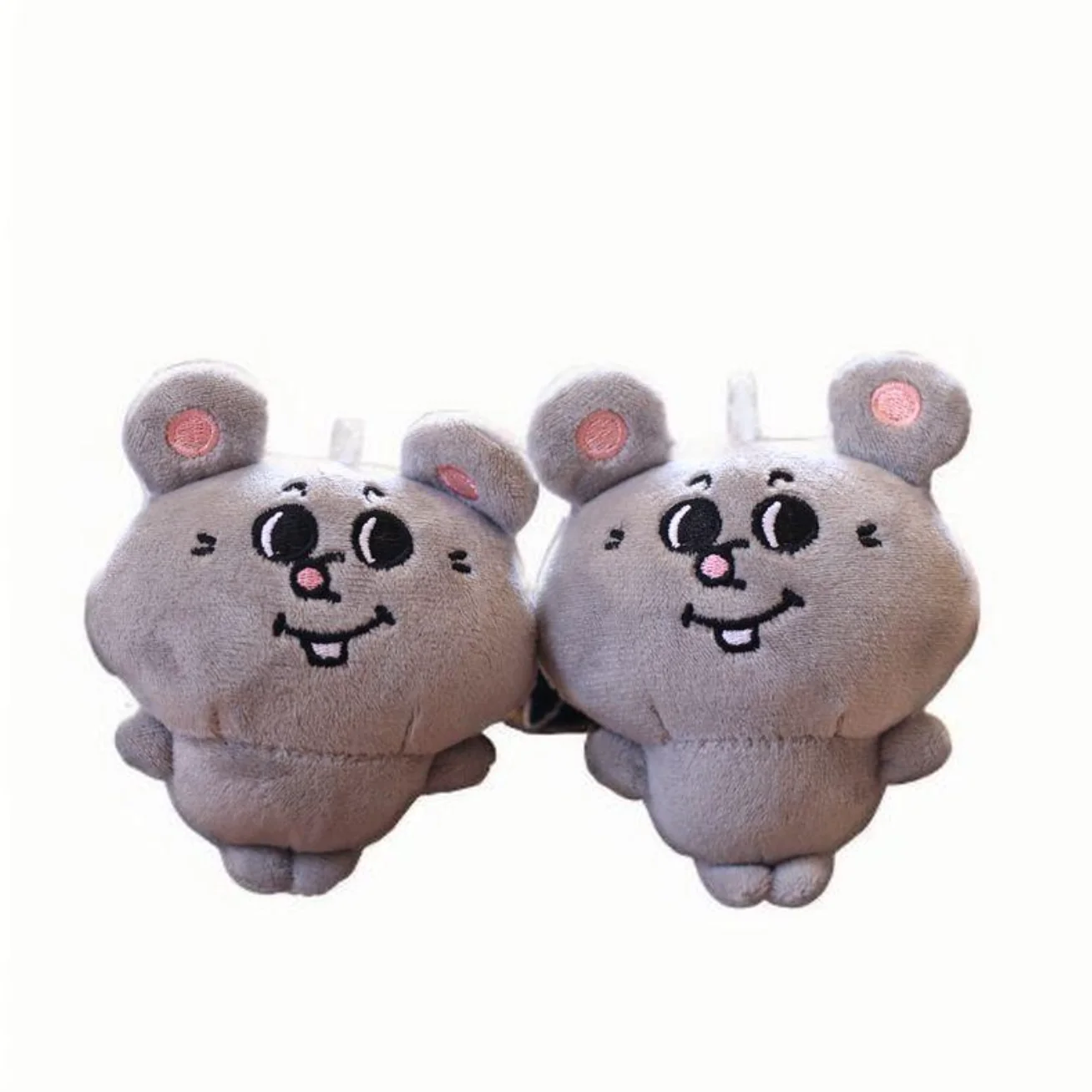 24 unids/lote 10cm lindo Meiji rata llavero de peluche juguetes ratón gris muñeca bolsa dijes llaveros colgantes regalos