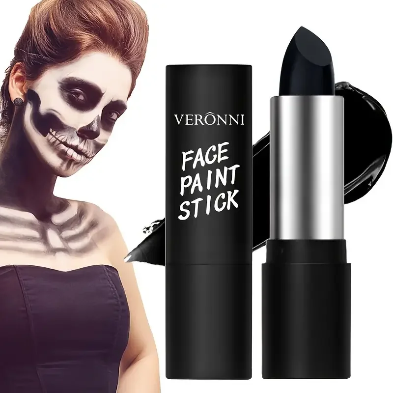 Barra de pintura corporal para cara y ojos negros, pintura corporal en crema resistente al agua, barra mezclable para maquillaje de Halloween, maquillaje de payaso, barra de pintura facial