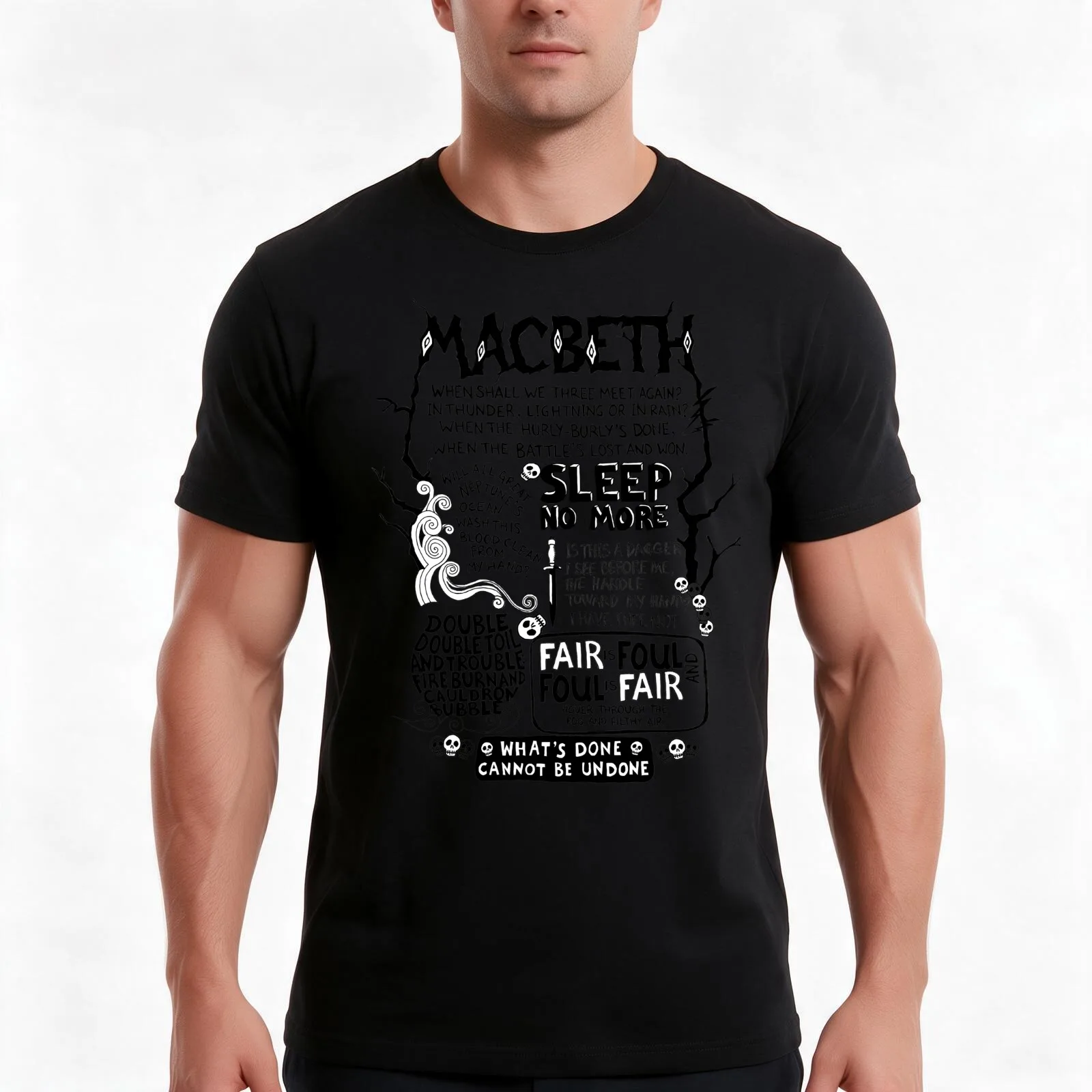 Shakespeare's Macbeth T-Shirt Summer Casual Cotton Tee Oversized Streetwear Tops Vintage Graphic Print Unisex Men Women
