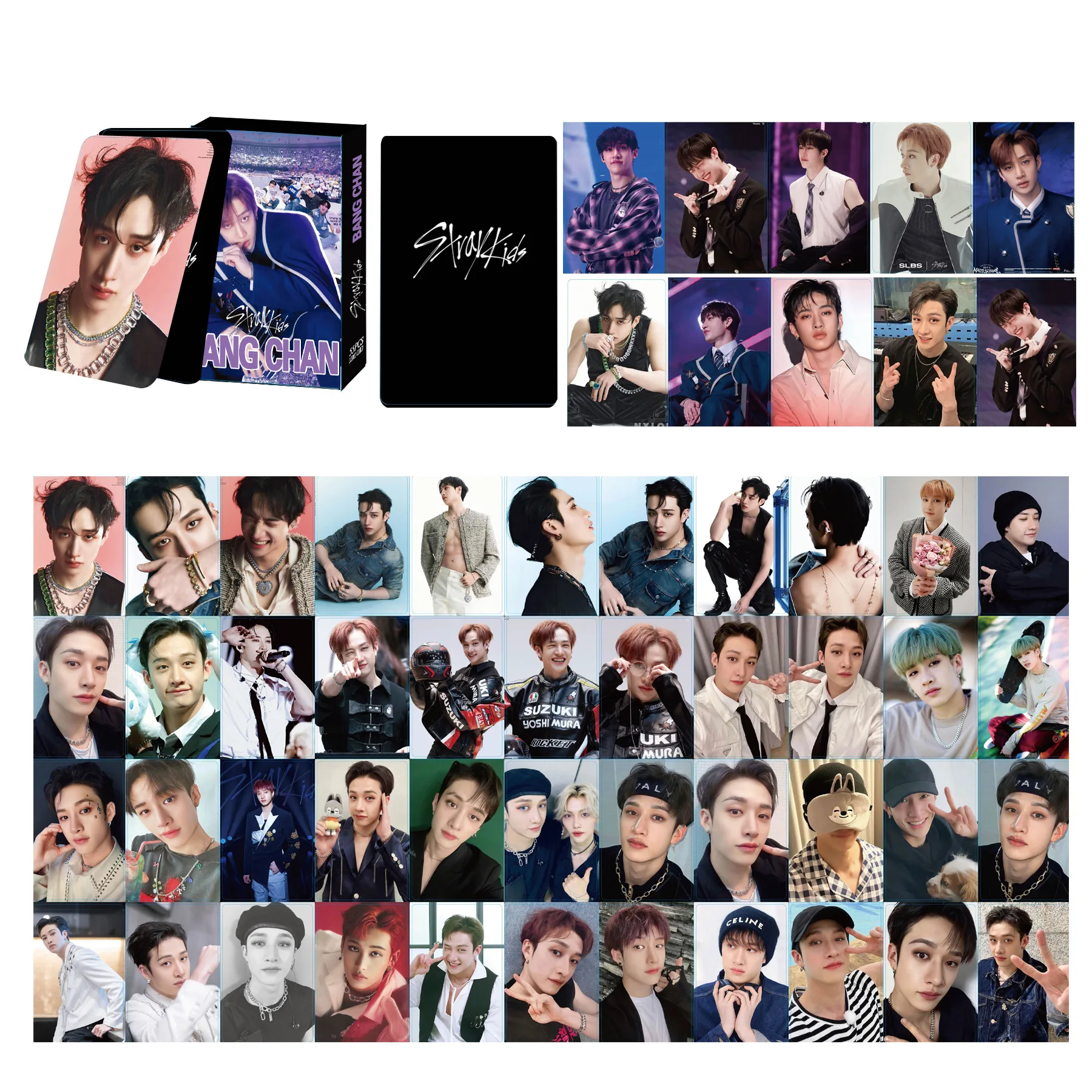 

55pcs Stray Kids LOMO Card Bangchan skzooNew Album 55 Small Cards Postcards Card Box Small Cards Peripheral Gifts