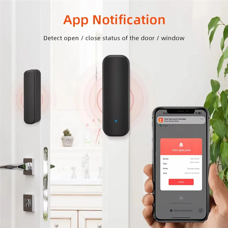 ABKQ-Tuya Zigbee Door Window Sensor Anti-Theft Alarm Smart Home Wireless Detector APP Remote Work Work With Alexa Google Home