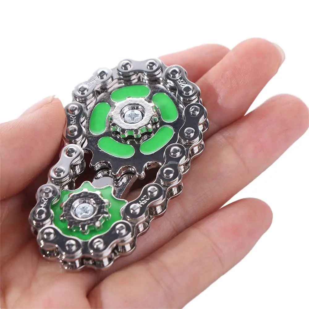 빛나는 Fidget Spinner 체인 기어 금속 핸드 스피너 체인 기어 유행 크리 에이 티브 휠 기어 체인 자이로 스코프 성인