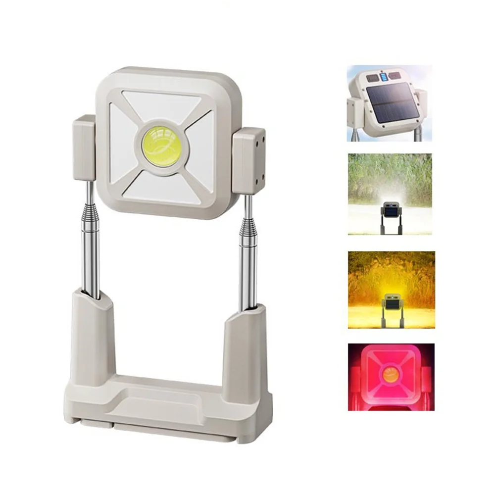 

LED Solar Lamp with Stretchable Bracket, with 4 Modes, USB Rechargeable,Portable Outdoor Working Light for Emergency, Camping