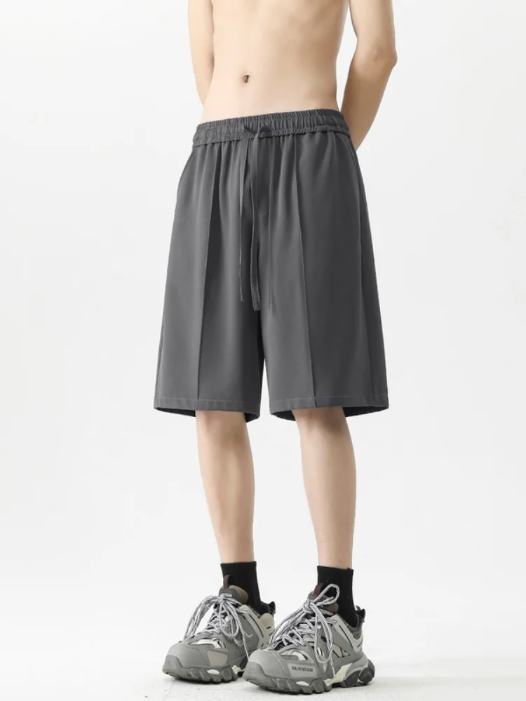 

Ice Silk Men's Suit orts Summer Casual Thin Loose Fit Straight Leg Comfortable Lightweight Easy Care mid Waist orts Set