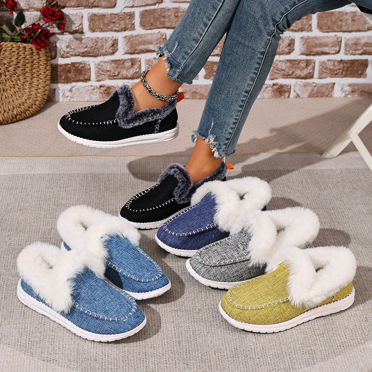 

Женская повседневная хлопковая обувь большого размера на осень и зиму 202, новые лоферы на плоской подошве, с низким берцем, на одну ногу