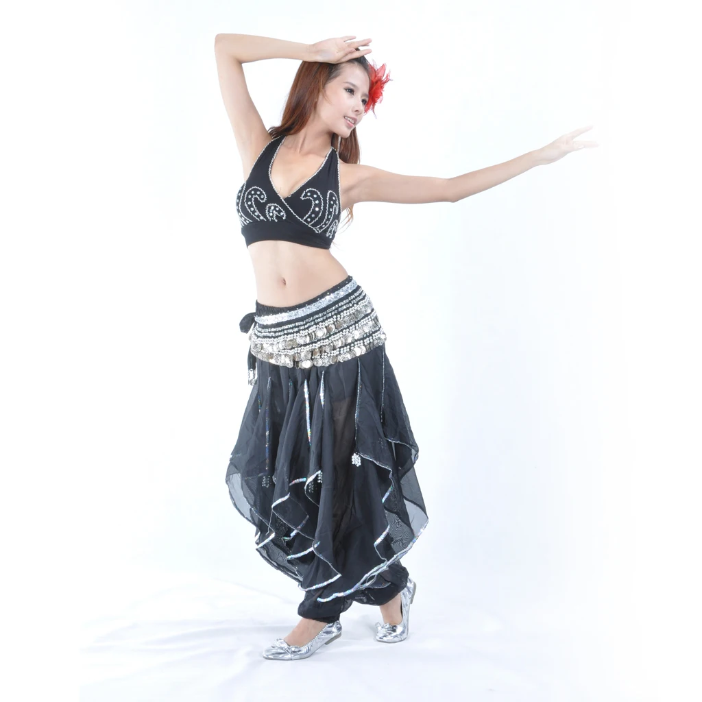 Chiffon Belly Dance Harem Pants Exotic Tribal Bloomers Stage Costume for Indian Dancer Practice