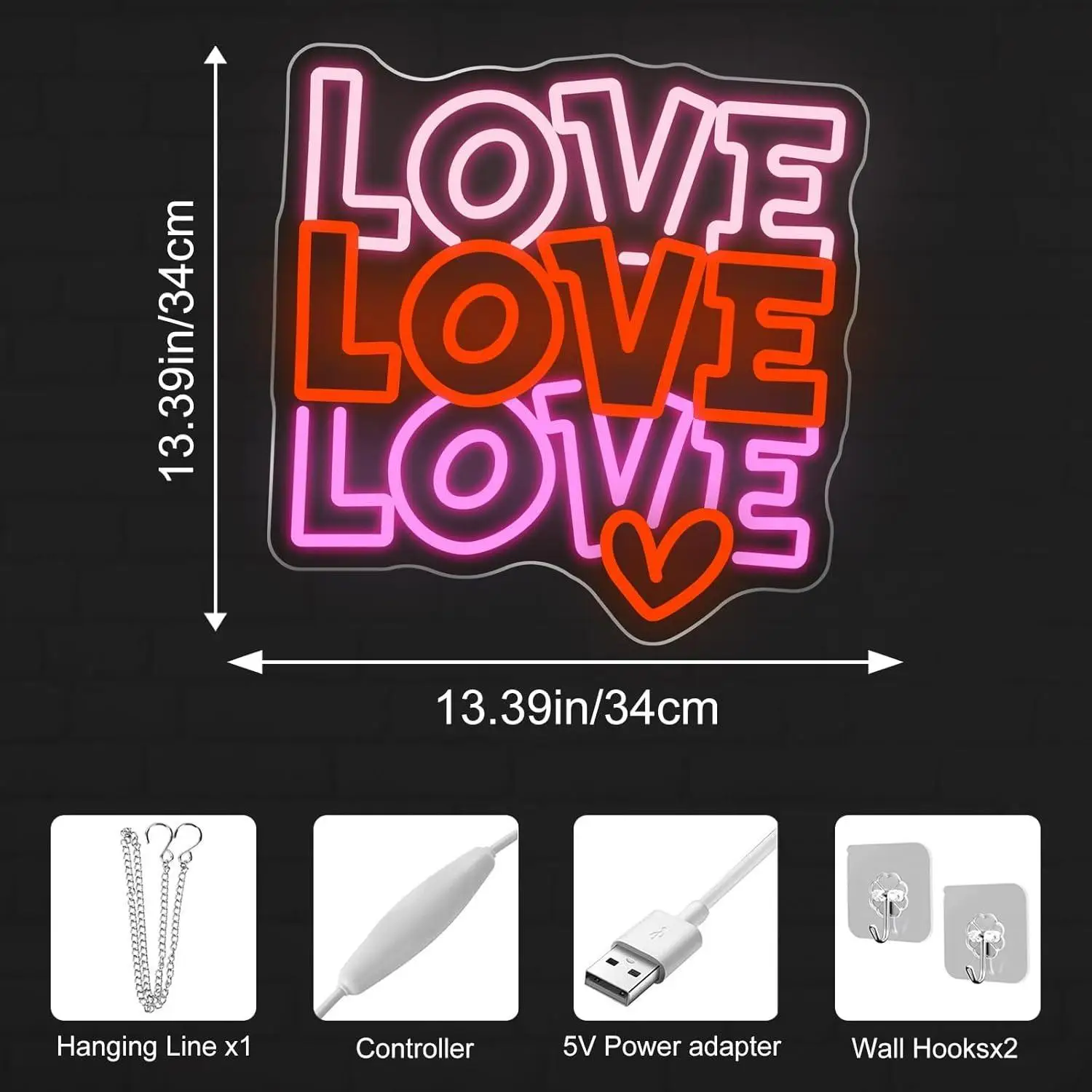 Love Neon Sign USB Dimmable LED Neon Lights for Wedding Engagement Anniversary Parties Shop Wall art Decor Valentine's Day Gifts view 5