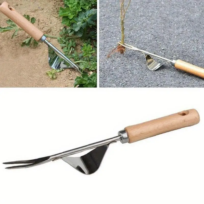 Steel Root Extractor Wooden Hand Weeder Removal Machine Weed Puller Garden Grass Puller Long Handle Tools Weed Removing Tool