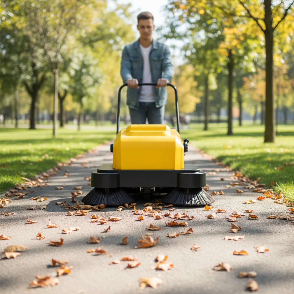 Hand-push 12V 100Ah electric sweeper, hand-push sweeper, sweeping width 1000mm Sweeping speed 4000m2/h 22L 120W 1
