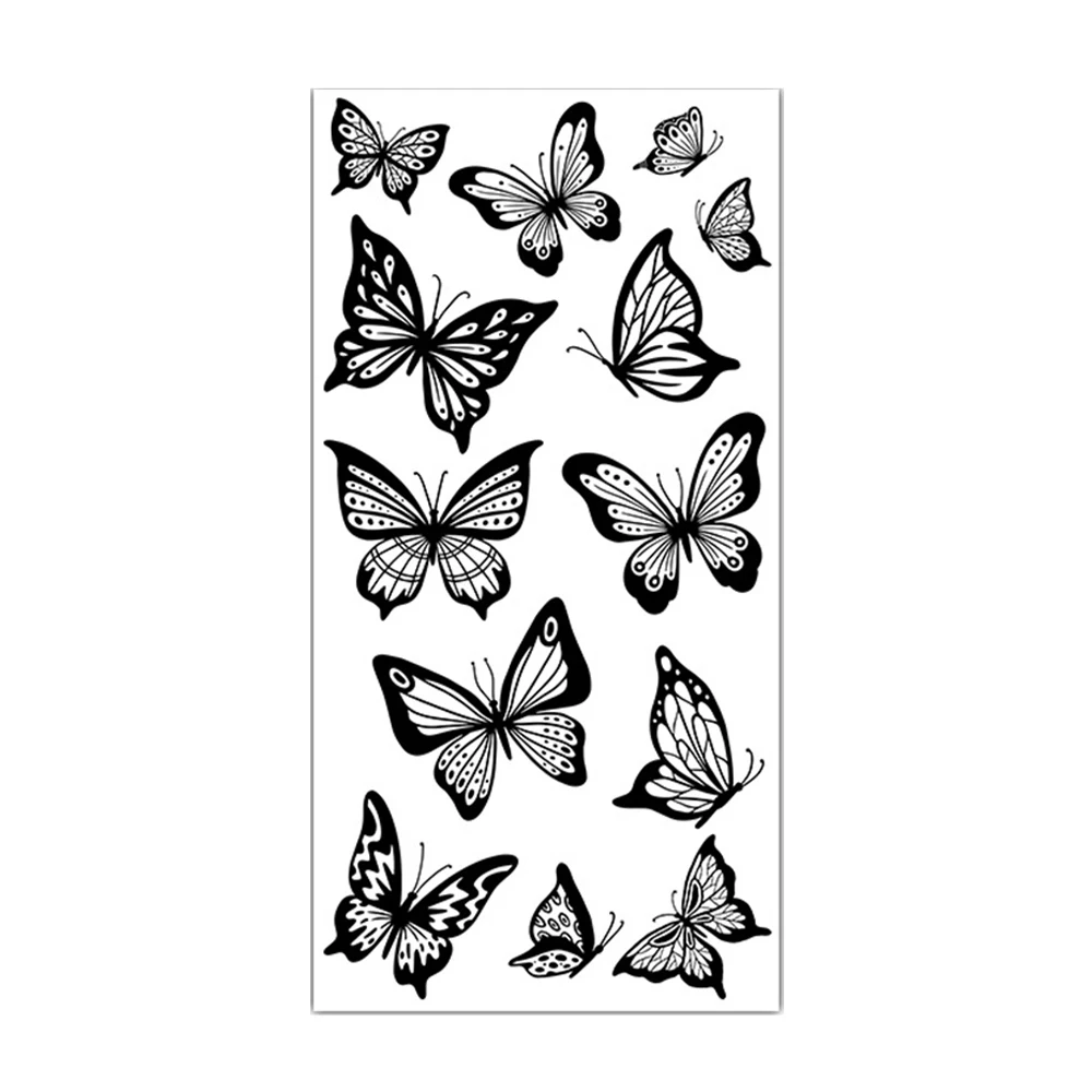 Waterproof Temporary Tattoo Sticker Old School Butterfly Tattoos Butterfly Flowers Wing Body Art Arm Fake Sleeve Tatoo Women